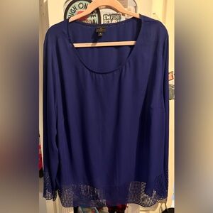 141- bright blue geometric blouse